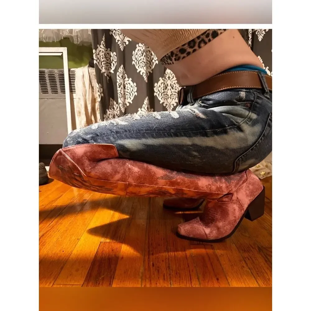 Coastal cowgirl pink knee boots
